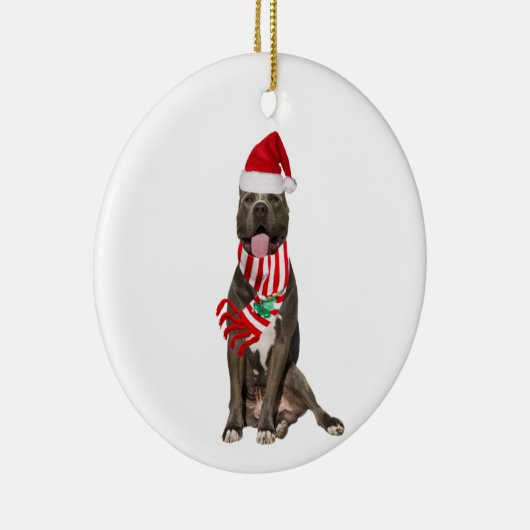 ピットブルとハットスカフクリスマス セラミックオーナメント (右)