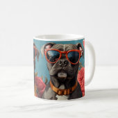 ピットブルとハートバラバレンタインデー コーヒーマグカップ (正面右)