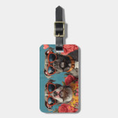 ピットブルとハートバラバレンタインデー ラゲッジタグ (正面縦)