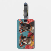 ピットブルとハートバラバレンタインデー ラゲッジタグ (裏面縦)