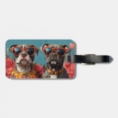 ピットブルとハートバラバレンタインデー ラゲッジタグ (裏面横)