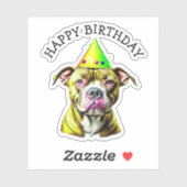 ピットブルと誕生日帽子 シール (シート)