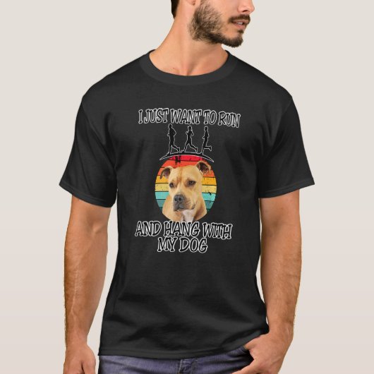 ピットブルと走ってぶら下がりたい Tシャツ (正面)