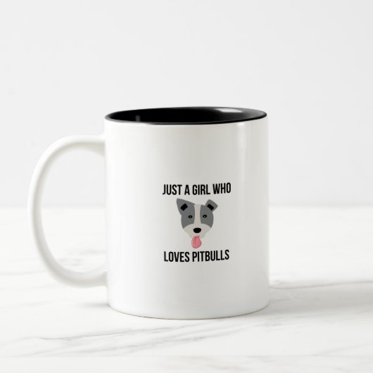 ピットブルのおもしろいなピットブルを愛するちょうど女の子 ツートーンマグカップ (左)