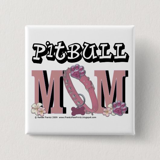 ピットブルのお母さん 缶バッジ (正面)