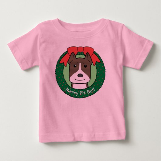 ピットブルのクリスマス ベビーTシャツ (正面)