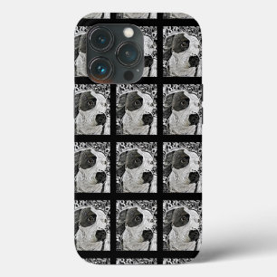 ピットブルのケース犬黒と白のピットブル  iPhone 13 PROケース