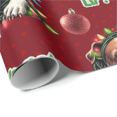 ピットブルの子犬がクリスマスのいじめっおもしろいこを点灯させる ラッピングペーパー (ロールコーナー)