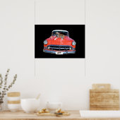 ピットブルの子犬が上品な赤い車に乗っていた ポスター (キッチン)