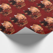 ピットブルの子犬のクリスマス ラッピングペーパー (角)