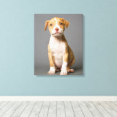 ピットブルの子犬 キャンバスプリント (インサイチュ (ウッドフロア))