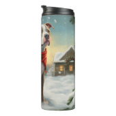 ピットブルの犬が雪のクリスマス タンブラー (回転右)