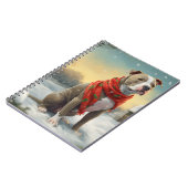 ピットブルの犬が雪のクリスマス ノートブック (左側)