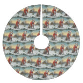 ピットブルの犬が雪のクリスマス ブラッシュドポリエステルツリースカート (正面)