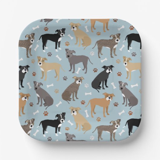 ピットブルの足と骨 ペーパープレート (正面)