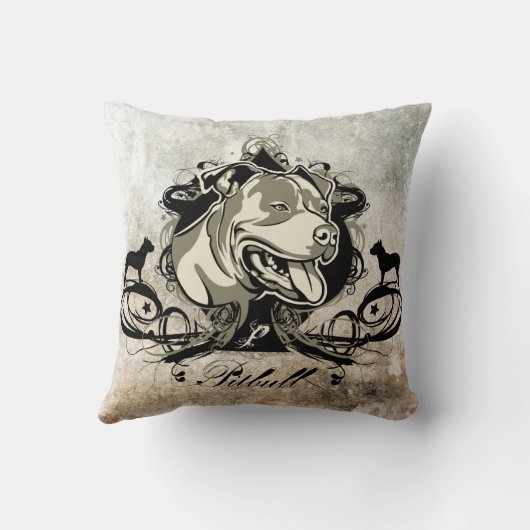 ピットブルのProjekt犬の図解入りの、写真付きのな枕 クッション (裏面)