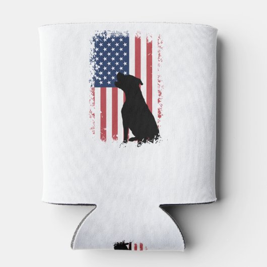 ピットブルアメリカ国旗のシルエット 缶クーラー (裏面)