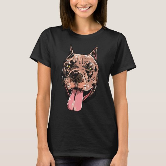ピットブルイラストレーション Tシャツ (正面)