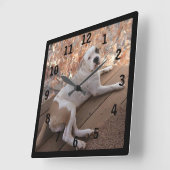 ピットブルインバーブルポーチドッグナンバードウォールクロック スクエア壁時計 (傾斜)