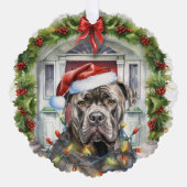 ピットブルインSanta Hat Front Doorクリスマスオーネーム オーナメントカード (正面)