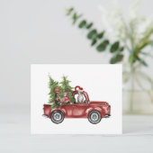 ピットブルオン車クリスマスオーナメントおもしろいクリスマスギフト ポストカード (スタンド正面)