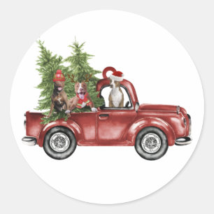 ピットブルオン車クリスマスオーナメントおもしろいクリスマスギフト ラウンドシール