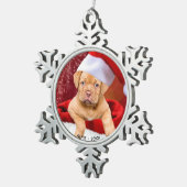 ピットブルカスタム子犬の写真 スノーフレークピューターオーナメント (右)