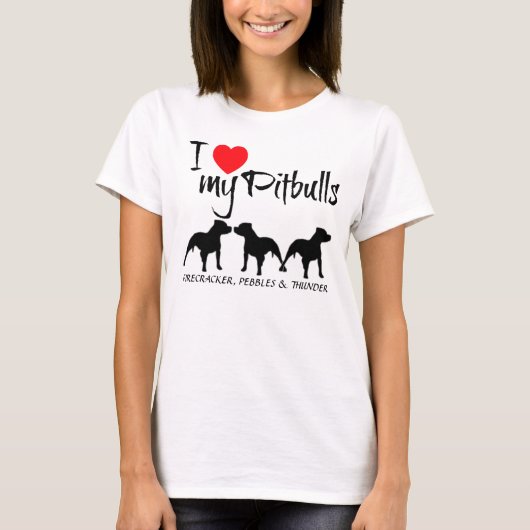 ピットブルカスタムI Love My 3 Tシャツ (正面)
