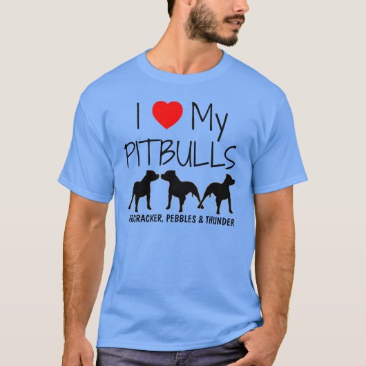 ピットブルカスタムI Love My 3 Tシャツ (正面)