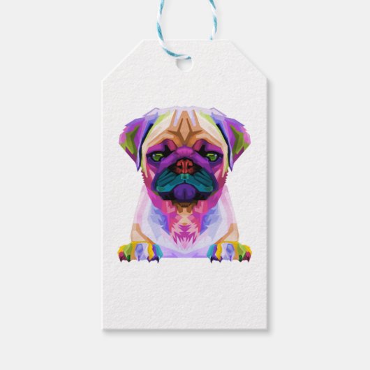 ピットブルカラフルTシャツ、ピットブル恋人Tシャツ、コロ ギフトタグ (正面)