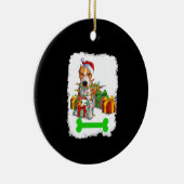 ピットブルクリスマスデコレーションパジャマサンタハット セラミックオーナメント (右)