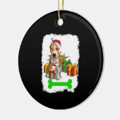 ピットブルクリスマスデコレーションパジャマサンタハット セラミックオーナメント (左)