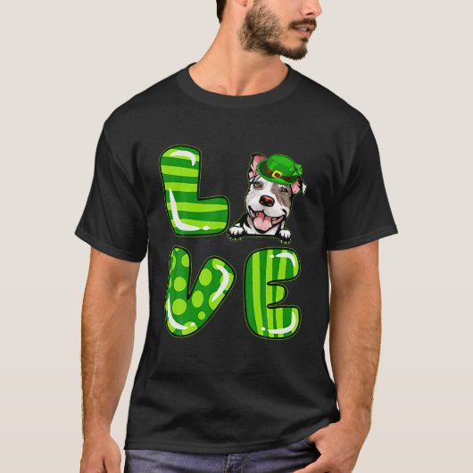 ピットブルシャムロックラッキークローバーアイリッシュSt patricksダ Tシャツ (正面)