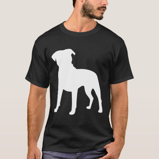 ピットブルシルエットおもしろいシャツキュート犬のオーナーブレ Tシャツ (正面)