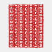 ピットブルシルエット犬クリスマスホリデーレッド フリースブランケット (正面)