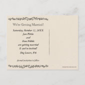 ピットブルシルエット結婚式の日付を保存 案内ポストカード (裏面)