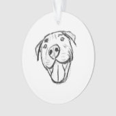 ピットブルスケッチシンプル愛犬家白黒 オーナメント (正面)