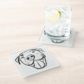 ピットブルスケッチシンプル愛犬家白黒 ガラスコースター (アングル)