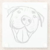 ピットブルスケッチシンプル愛犬家白黒 ガラスコースター (裏面)