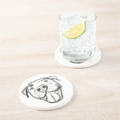 ピットブルスケッチシンプル愛犬家白黒 コースター (側面)