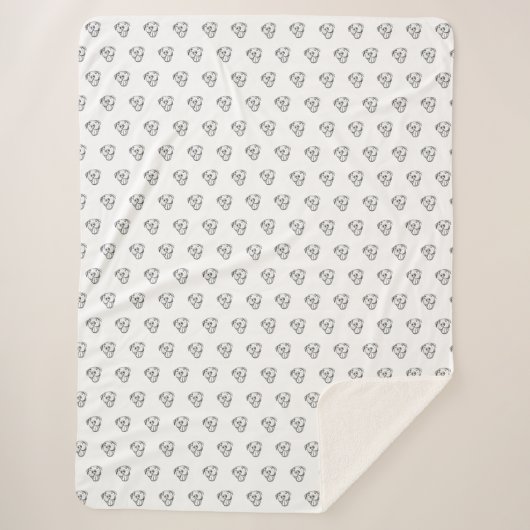 ピットブルスケッチシンプル愛犬家白黒 シェルパブランケット (正面)