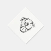 ピットブルスケッチシンプル愛犬家白黒 スタンダードカクテルナプキン (角)