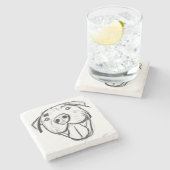 ピットブルスケッチシンプル愛犬家白黒 ストーンコースター (横)