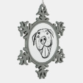 ピットブルスケッチシンプル愛犬家白黒 スノーフレークピューターオーナメント (左)