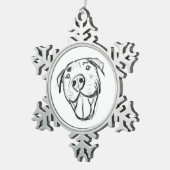 ピットブルスケッチシンプル愛犬家白黒 スノーフレークピューターオーナメント (右)