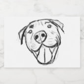 ピットブルスケッチシンプル愛犬家白黒 スパークリングワインラベル (シングルラベル)