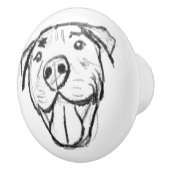 ピットブルスケッチシンプル愛犬家白黒 セラミックノブ (右)