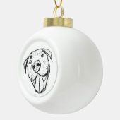 ピットブルスケッチシンプル愛犬家白黒 セラミックボールオーナメント (右)