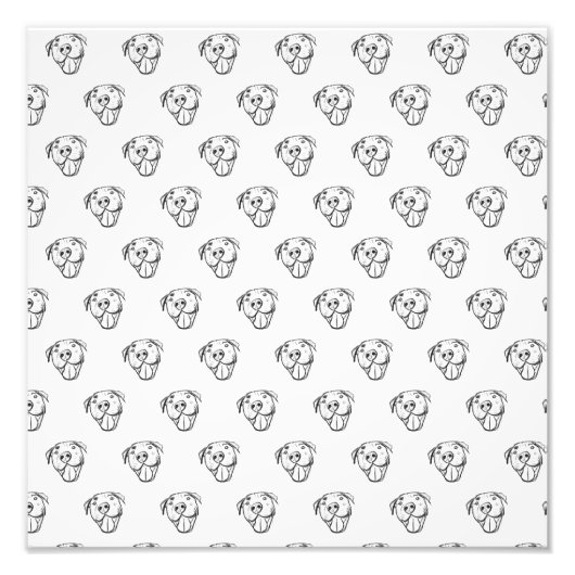 ピットブルスケッチシンプル愛犬家白黒 フォトプリント            (正面)