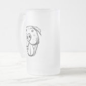 ピットブルスケッチシンプル愛犬家白黒 フロストグラスビールジョッキ (正面左)